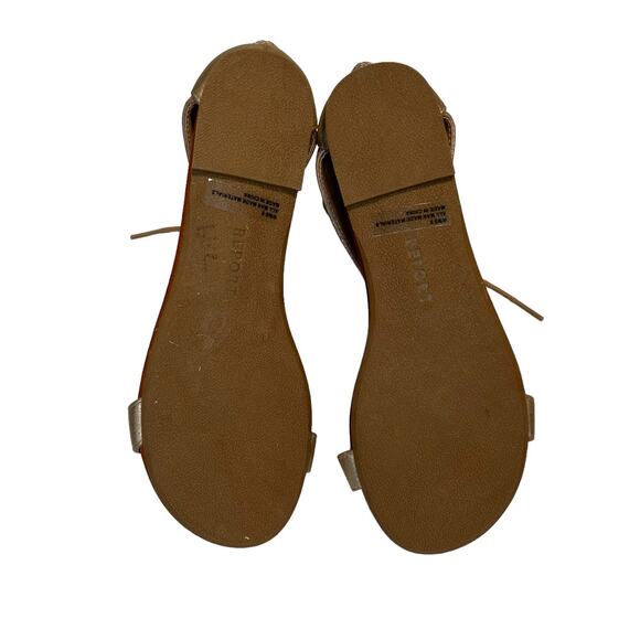 Report Gia Metallic Gold Lace Up Gladiator Flat Sandals Size 8 Zip Back Closure - Picture 8 of 9